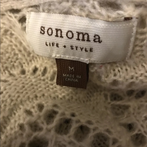Asymmetrical CROCHET Knit Top Blouse Sweater Tunic OATMEAL by Sonoma  SZ MEDIUM - Picture 8 of 9